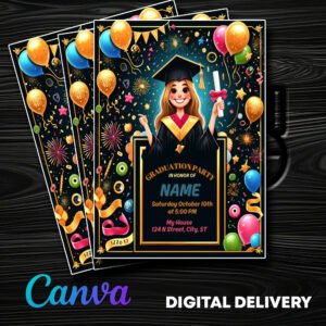Class of 2024 Graduation Bash Invite - Fully Editable in Canva - Download Immediately
