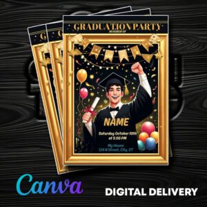 Design Your Grad Party Invite in Canva - Personalized and Instant Access